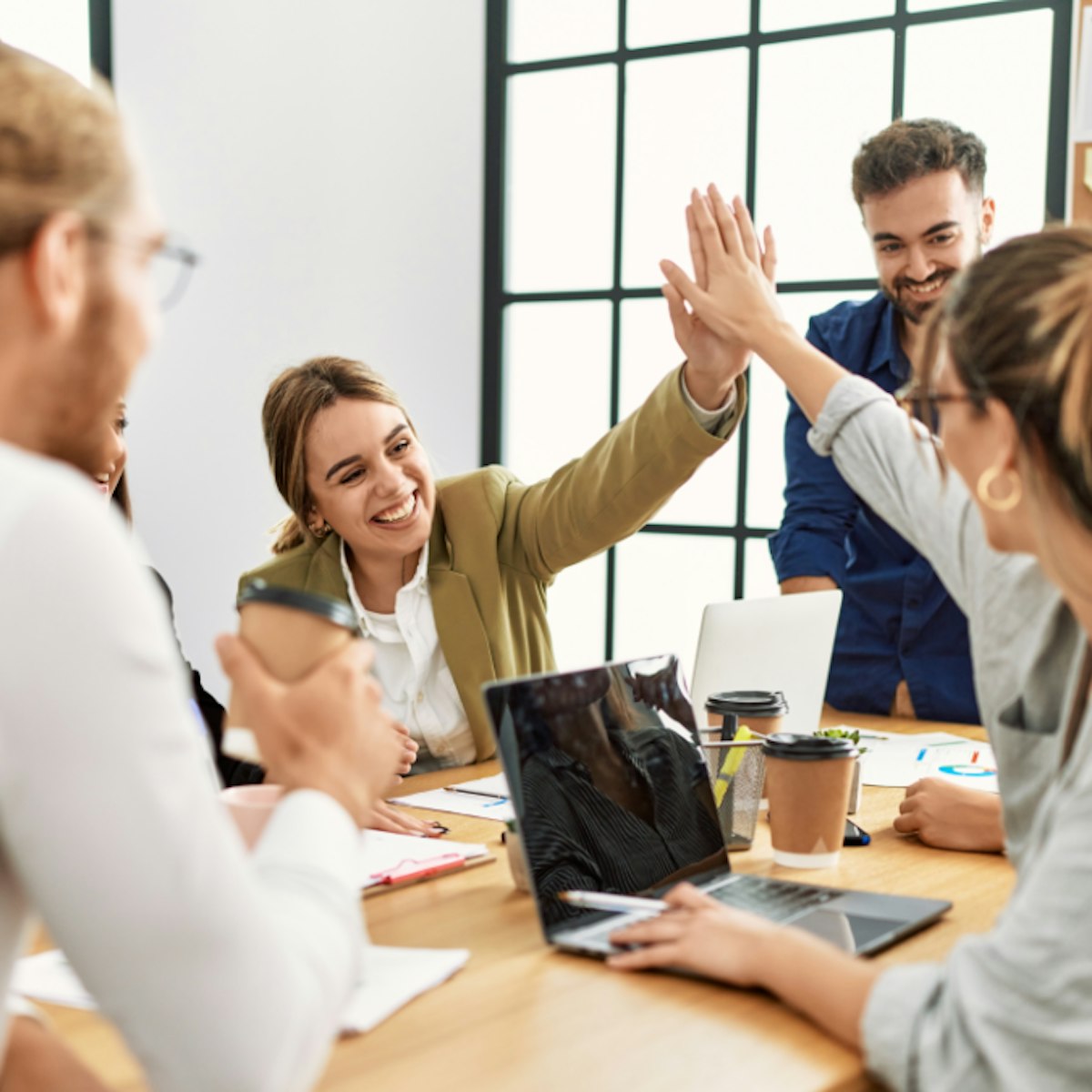 office team high five