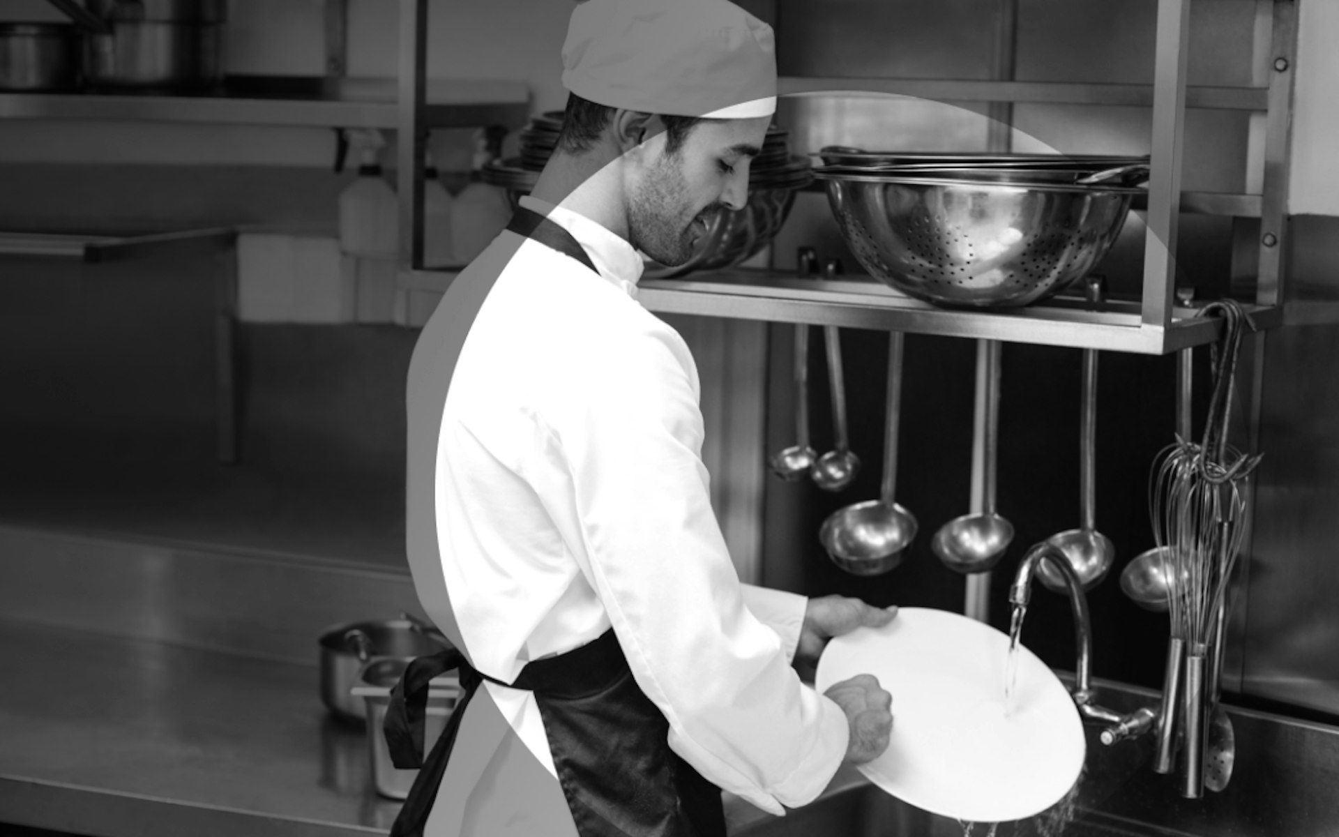kitchen staff cleaning