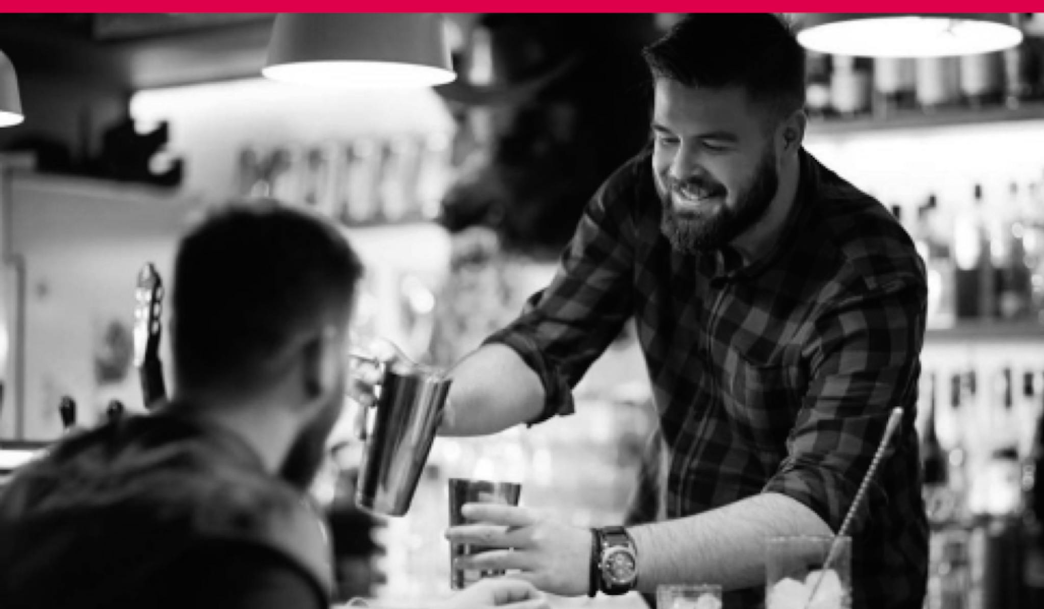 on-demand bar staff serving customer 