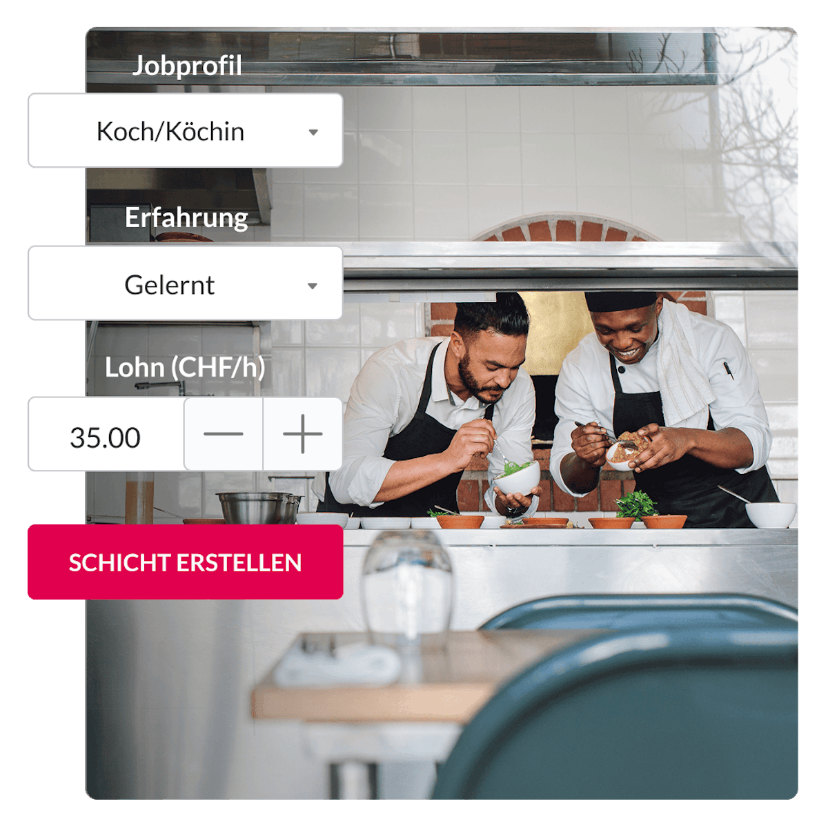 Two chefs working together in a restaurant kitchen