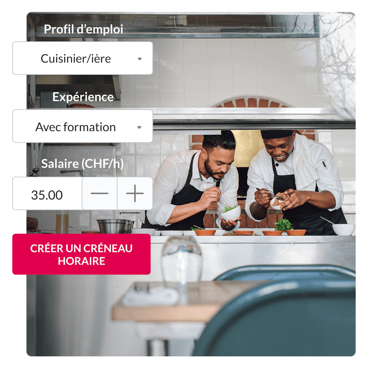 Two chefs working together in a restaurant kitchen