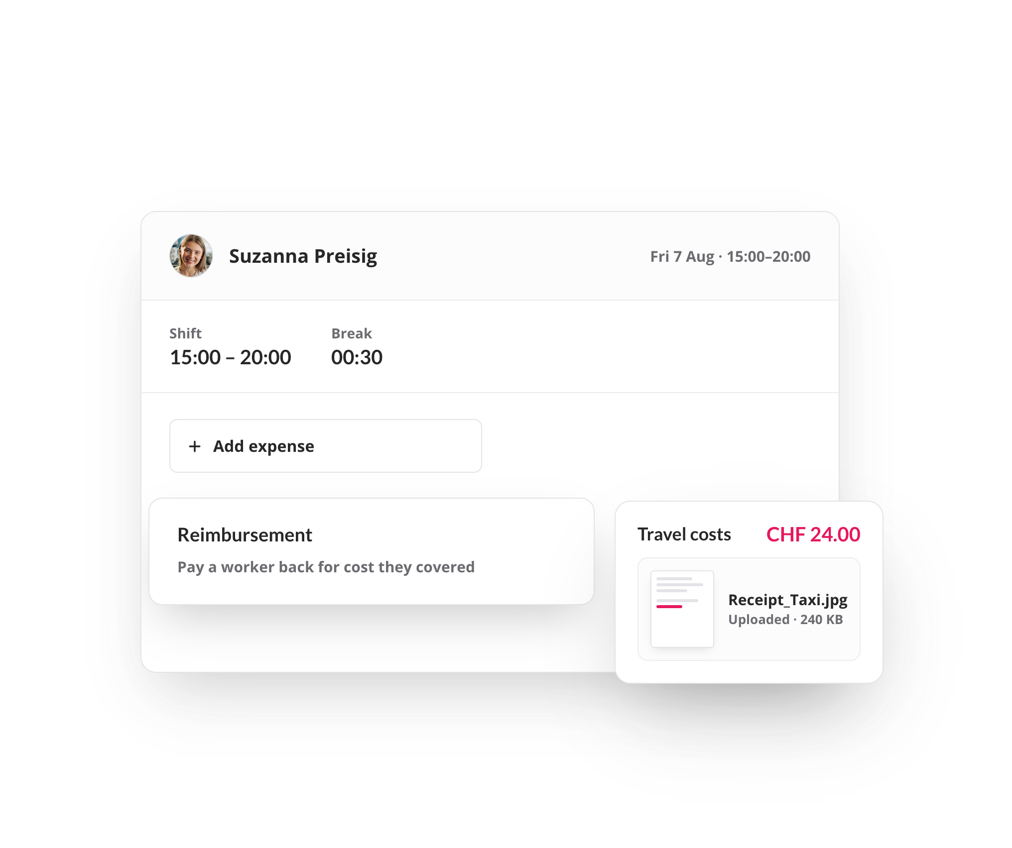 Add expense form with allowance, deduction and reimbursement options