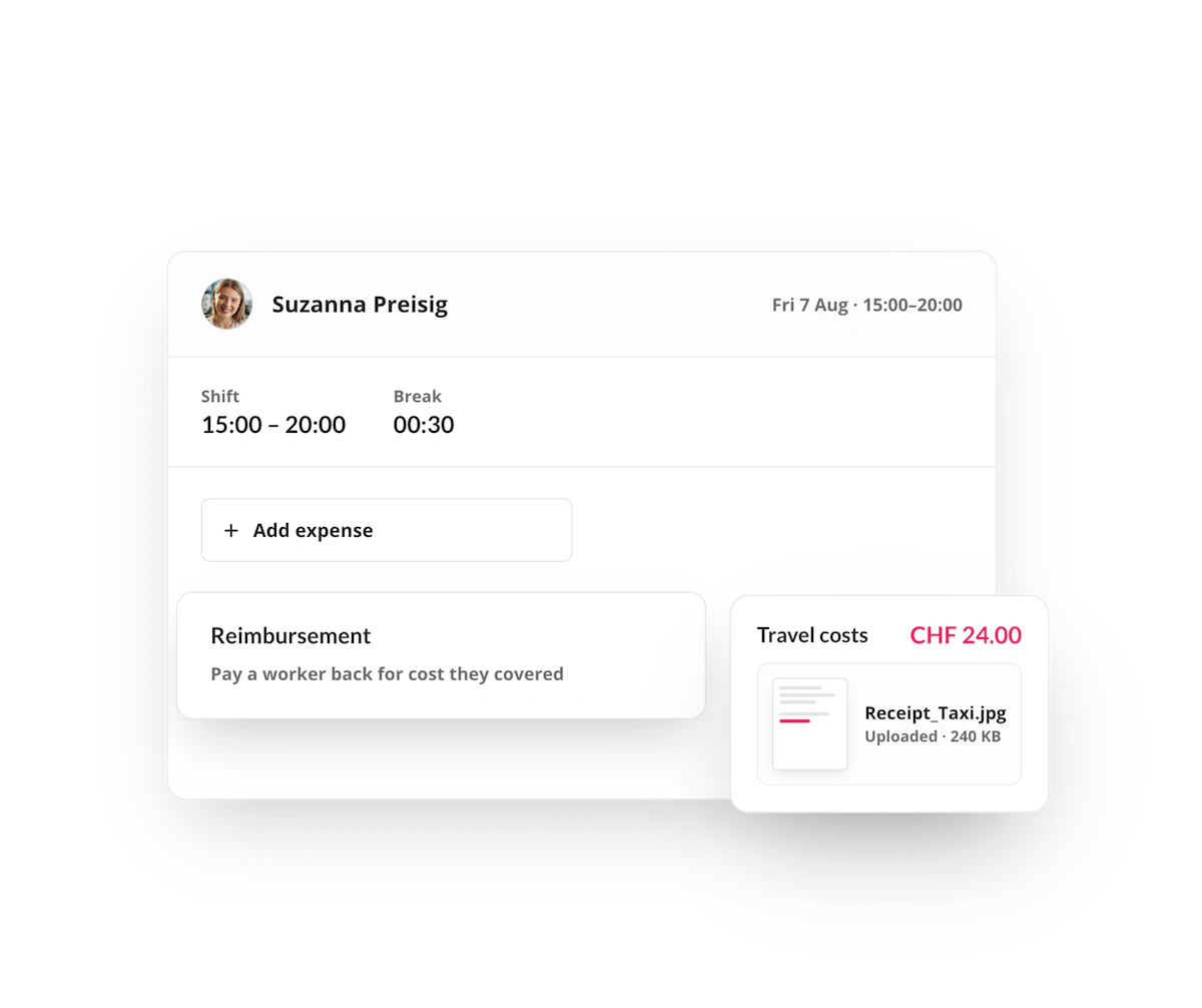 Add expense form with allowance, deduction and reimbursement options
