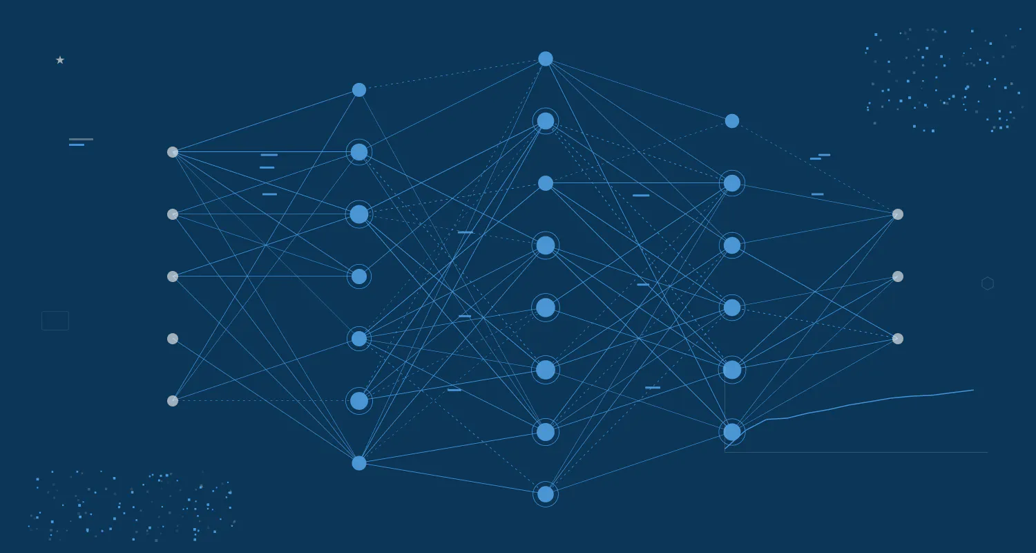 Abstract geometric cover art for a guide to hiring AI and machine learning engineers
