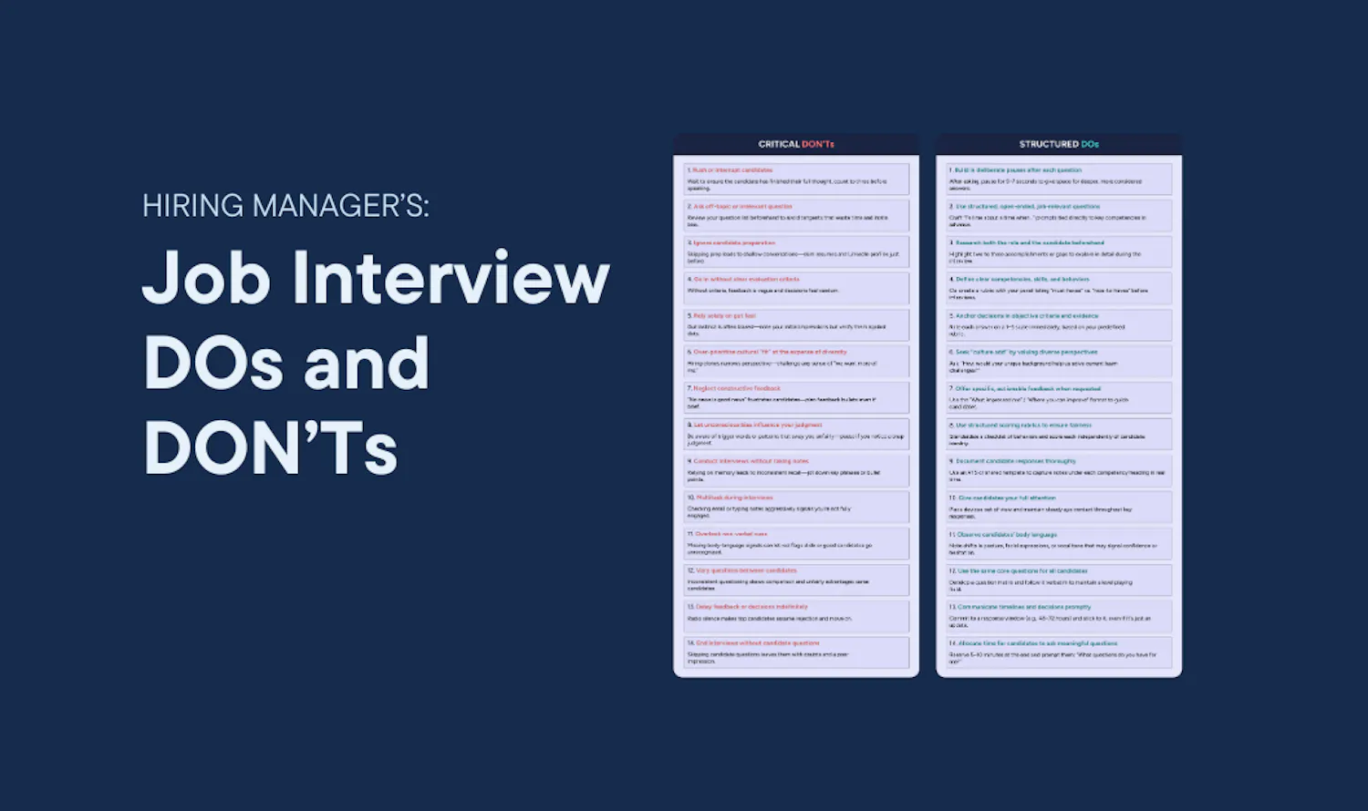 Cover of Job Interview DOs and DON'Ts for Hiring Managers article