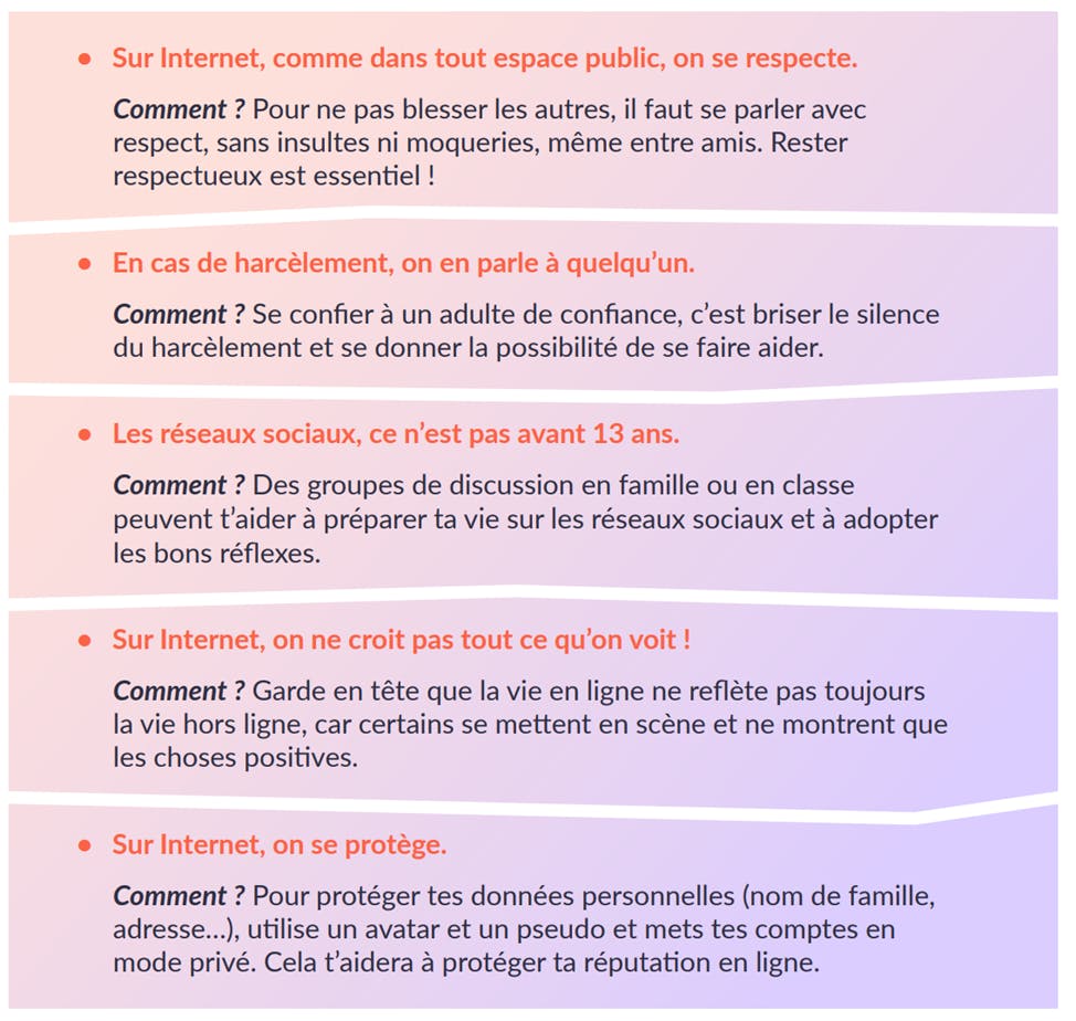 Source : mémo bonnes pratiques numérique, internetsanscrainte.fr