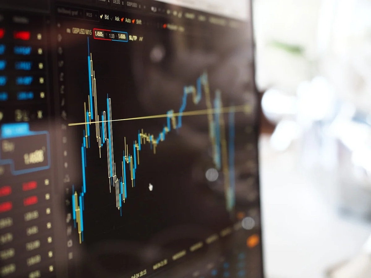 Graph on computer screen of investment trends