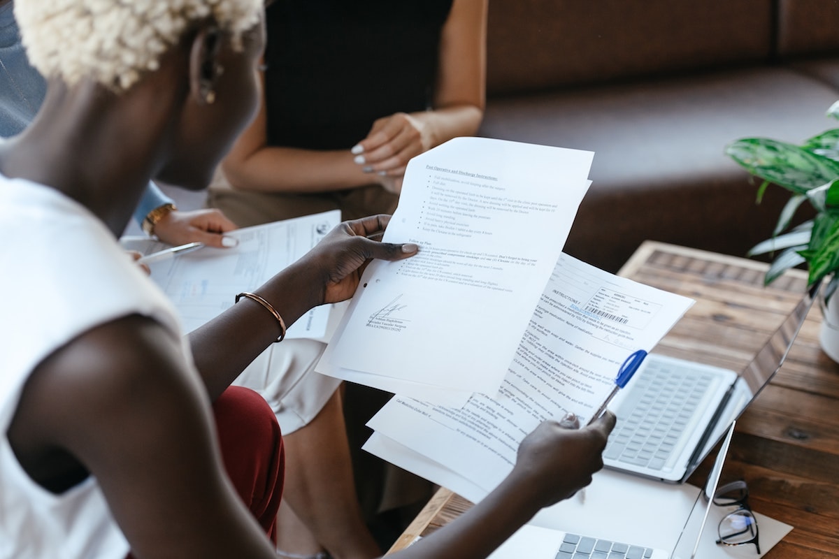 Employee reviewing HR documents