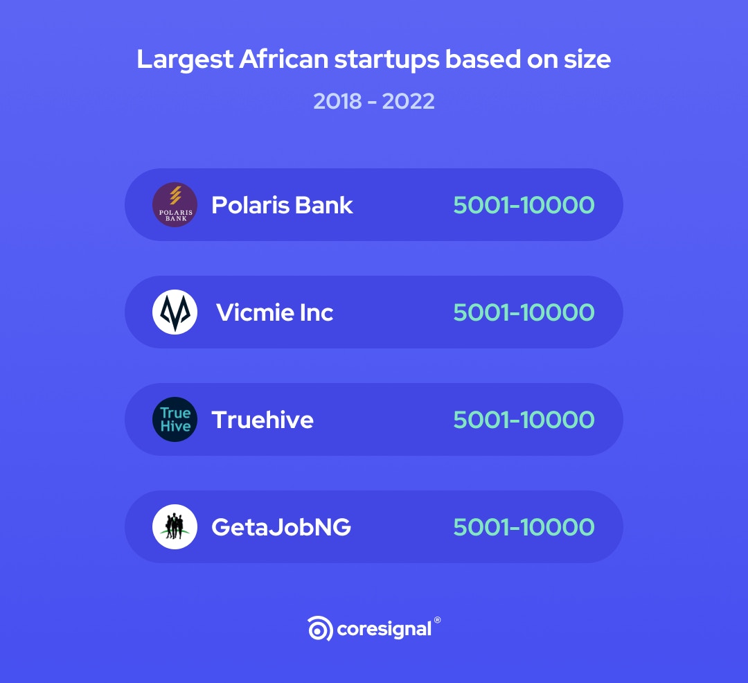Largest African startups based on size