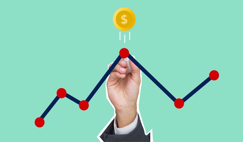 Hand with investment chart drawing, venture capital trends