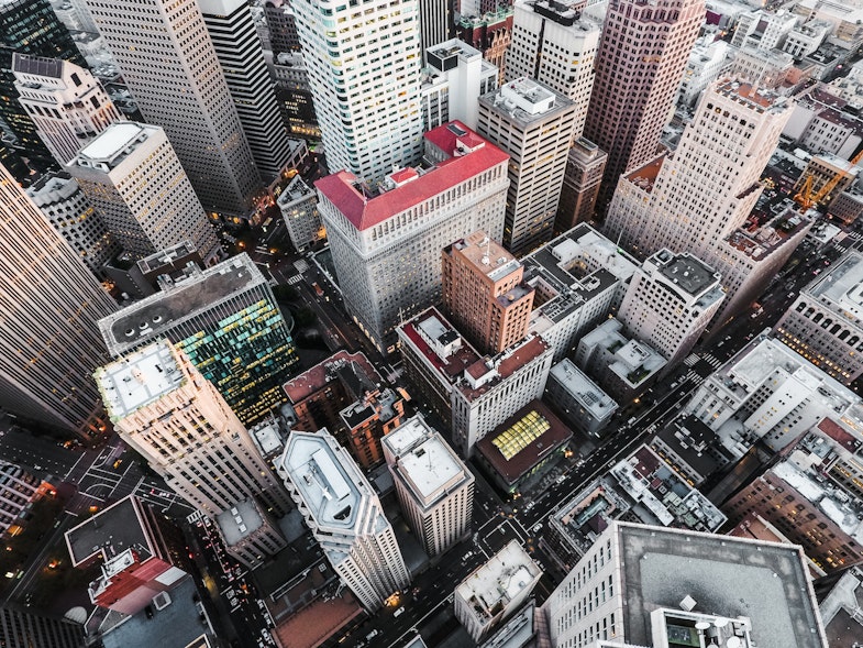 finance buildings in a city, data interpretation