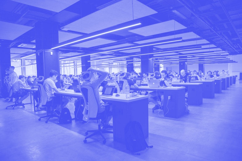 people in a shared workplace
