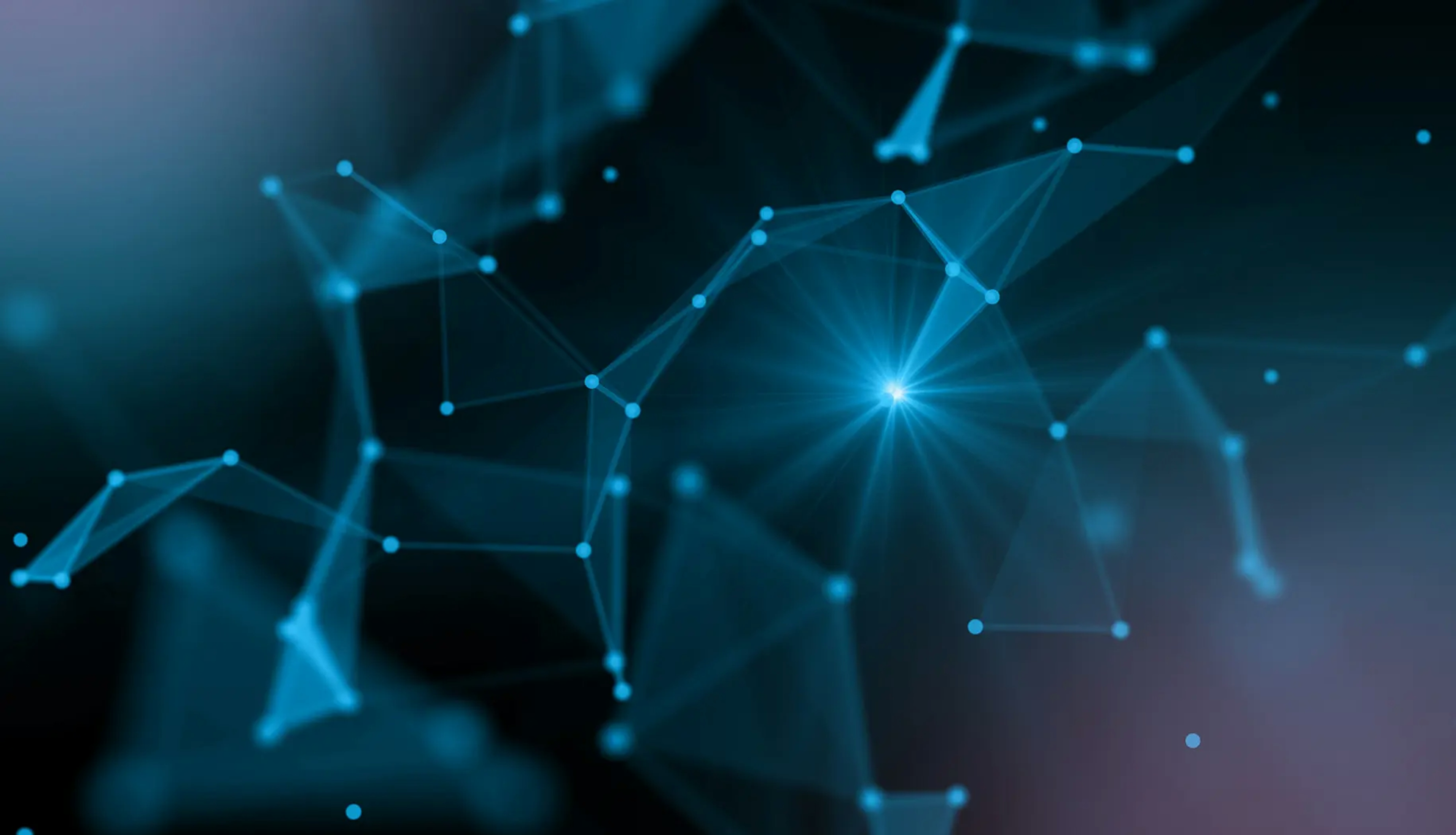 Abstract network of glowing blue nodes and connections, symbolizing innovation, autonomy, and diverse collaboration in problem-solving.