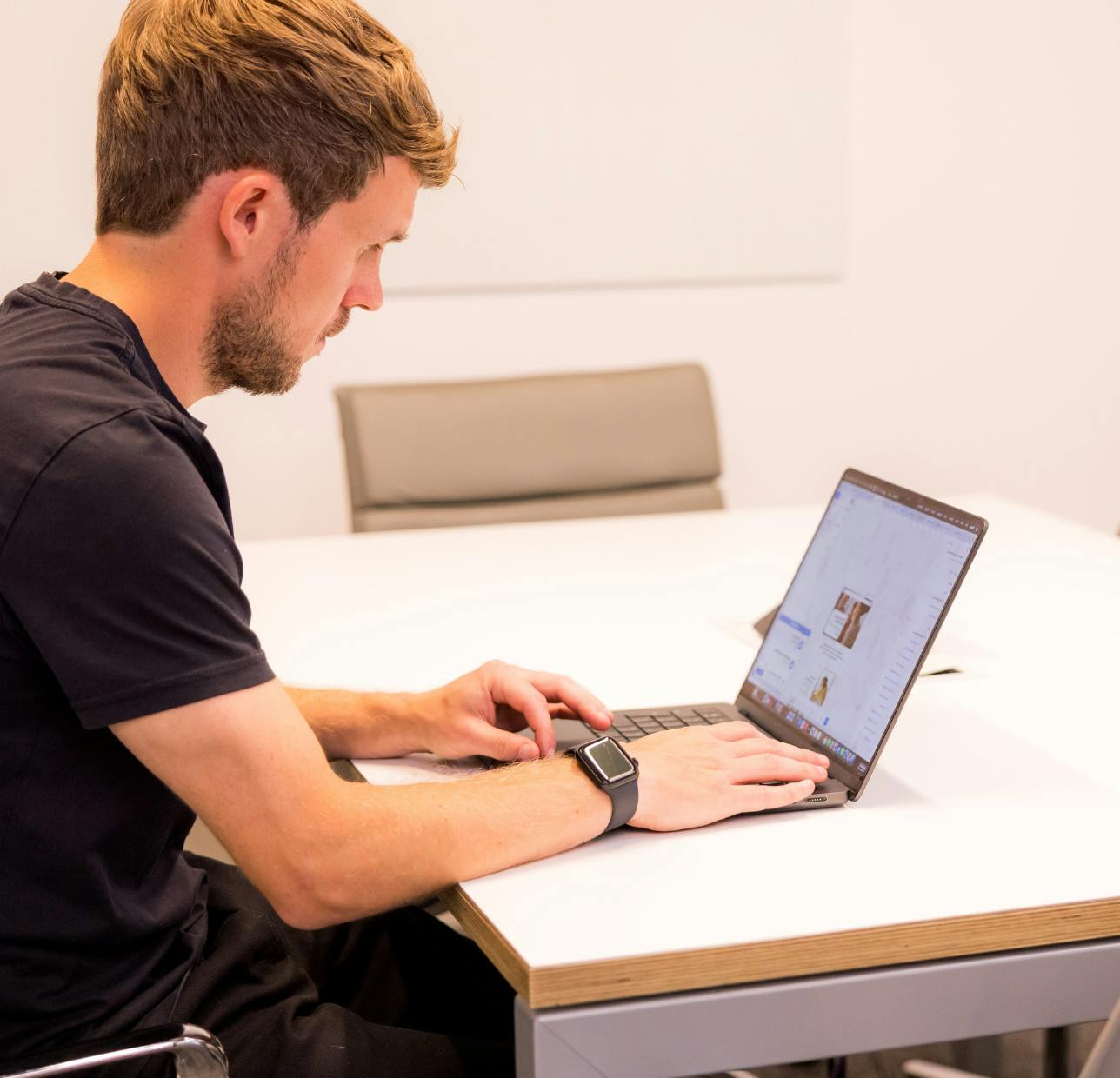 Man working on his laptop