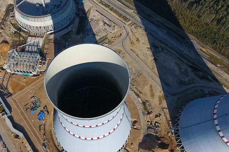 Aerial power plant under construction