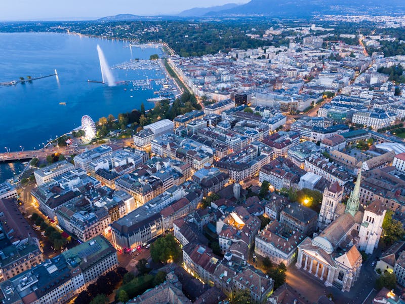 Aerial geneva cityscape