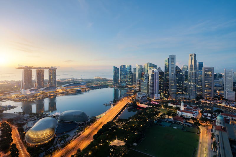 Business District Singapore Aerial View