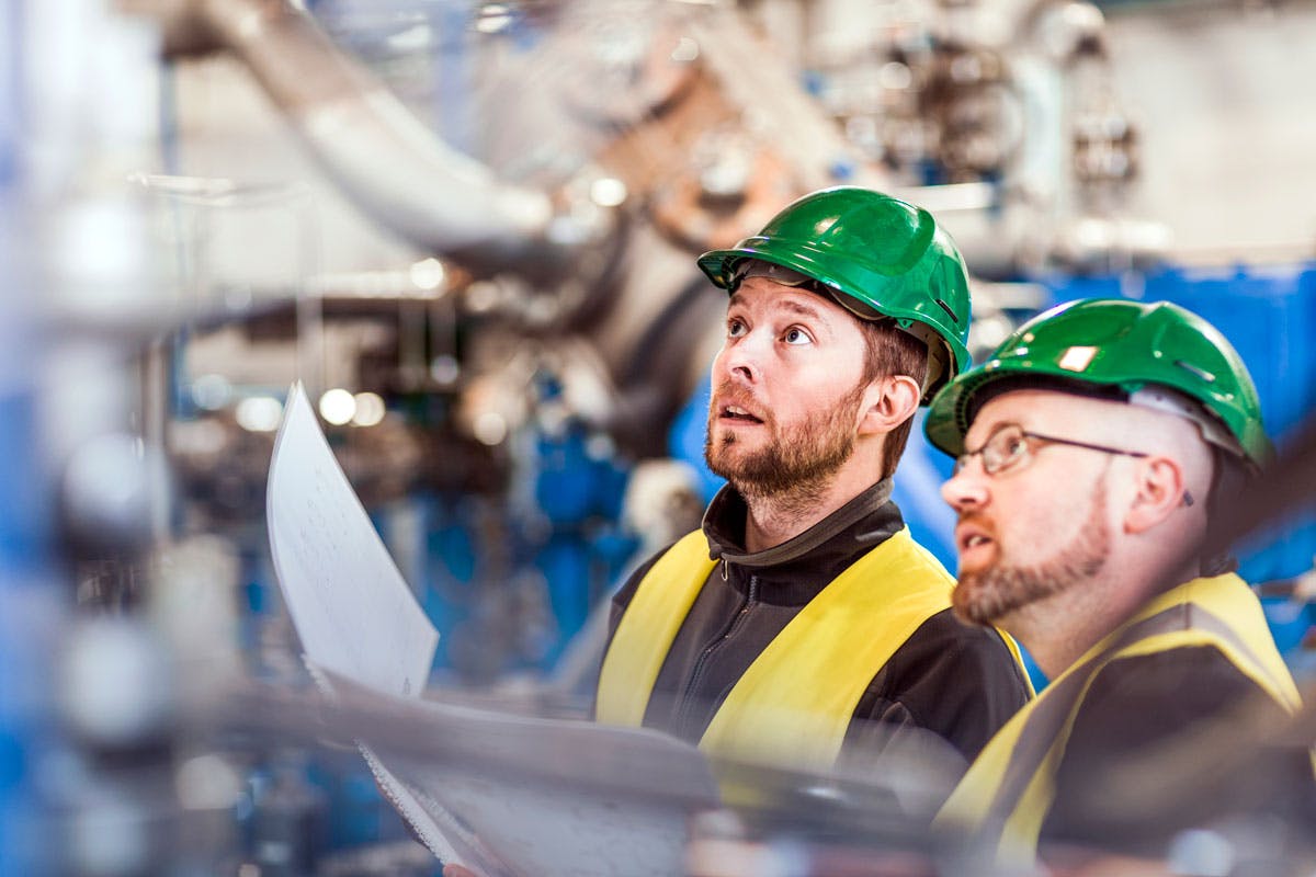 Two engineers at a construction site