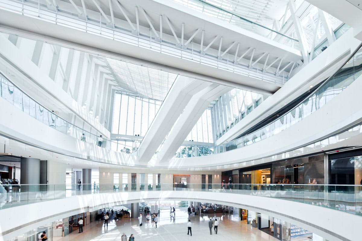 Office building with escalator