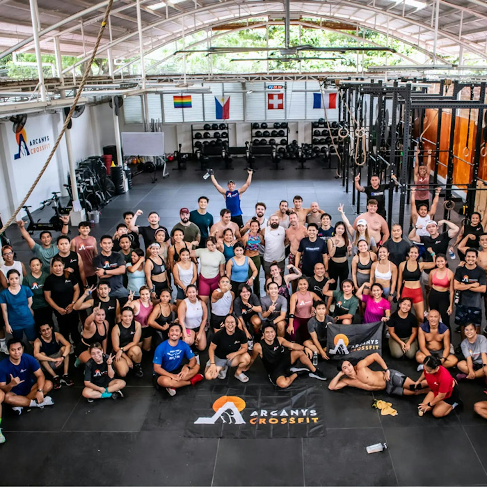 athletes posing in a gym