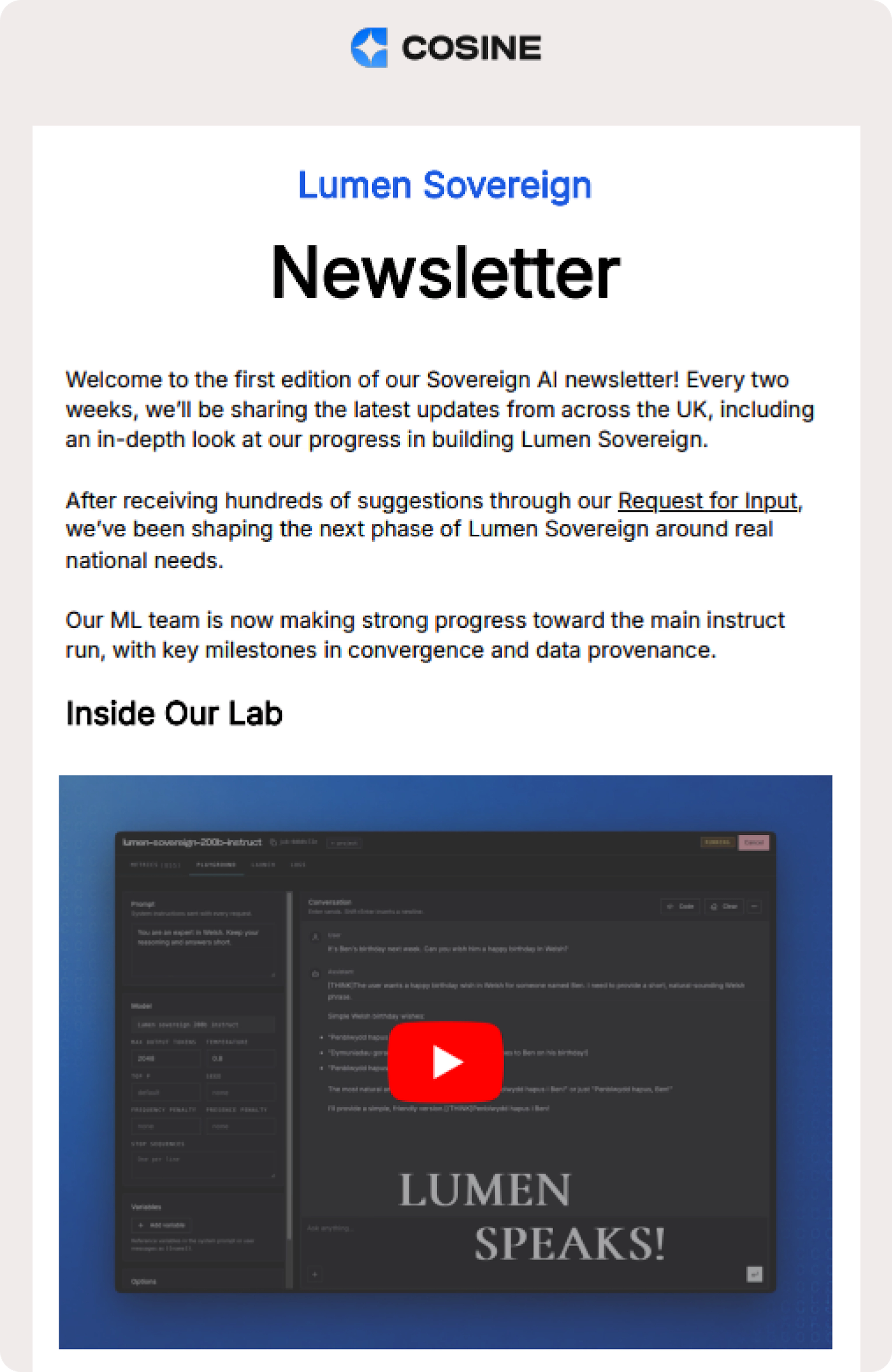 Lumen Sovereign Newsletter 1st Edition