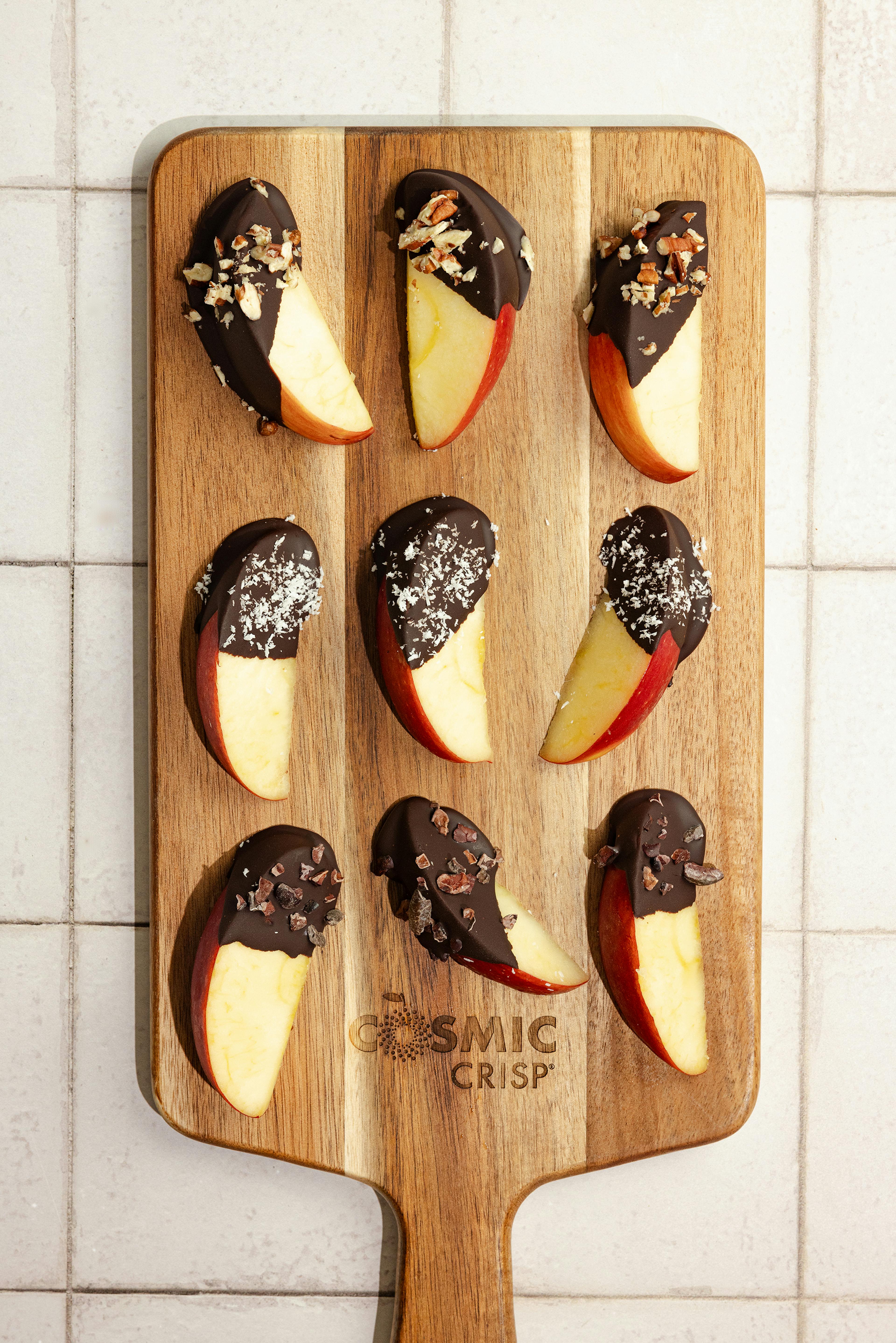 Chocolate dipped Cosmic Crisp® apples