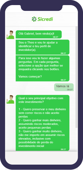 Mockup chat with Sicredi bot