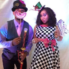 Bounded to a friends’ wedding as Cheshire cat and Mad Hatter, who's wedding theme was "Wonderland".