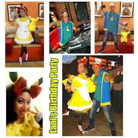 One of my favorite birthday parties was themed around 90’s cartoons. I LOVED this Harajuku Pikachu Bounding outfit which I created from different pieces, but painting my shoes to be poke balls, and sewing on Pokémon to my dress was SO FUN!
