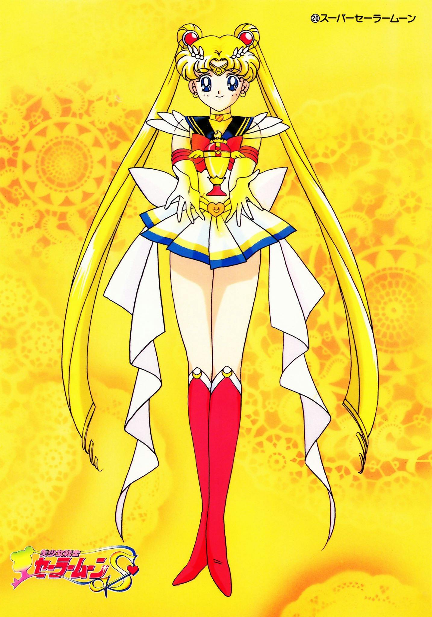 Eternal sailor moon in sailor scout costume holding her hands out