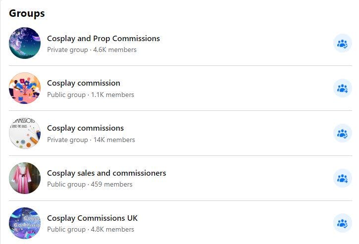 Facebook cosplay groups can be a good place to passively start your commissioner search.