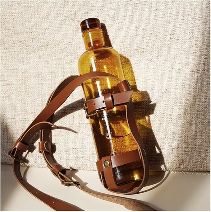 Water bottle leather harness