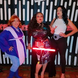 Bounded with friends at the Empire Strips Back Burlesque show. Decided to bound as a Sith Lord!