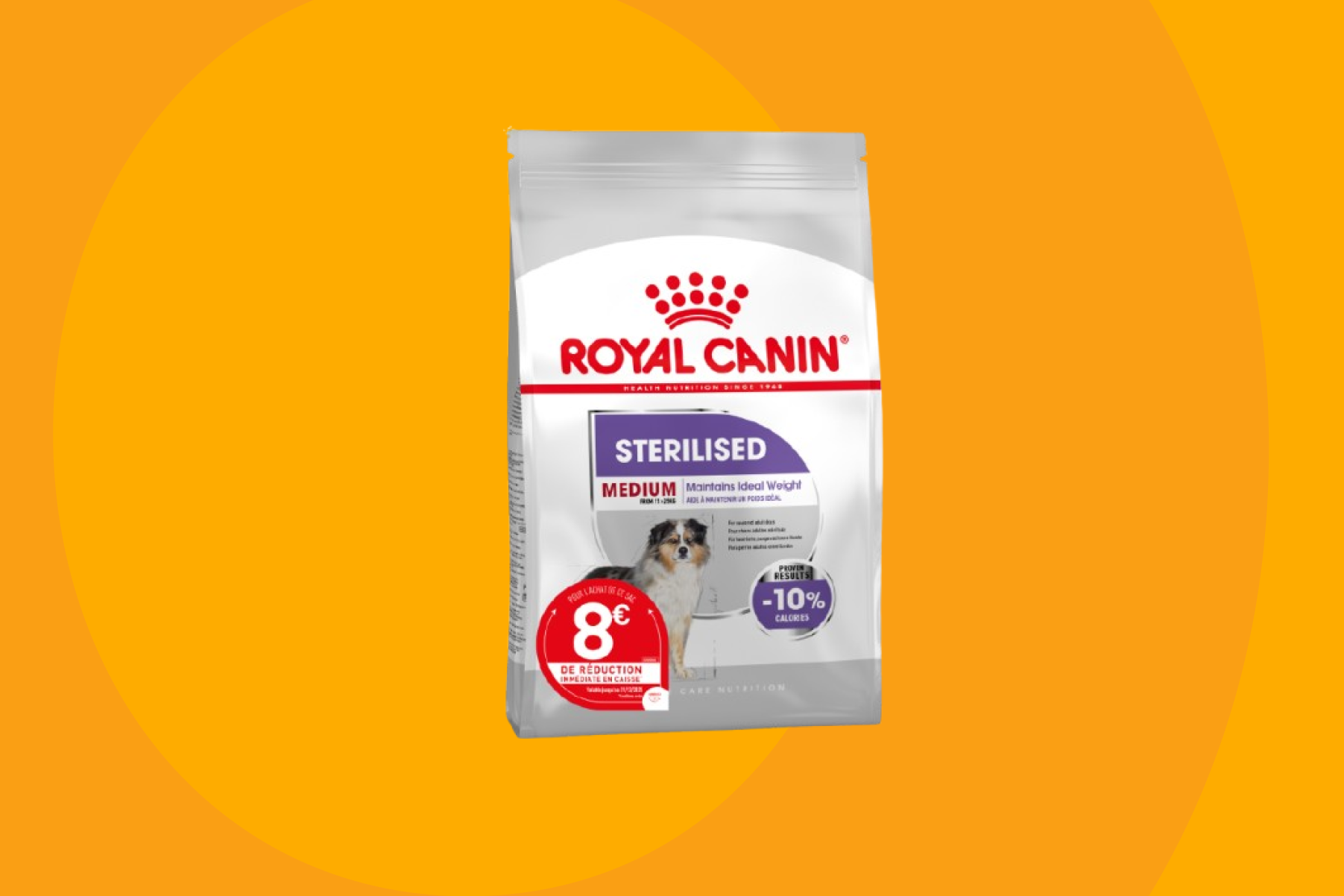 8€ en Bon de remise immédiate sur Royal canin Medium et Maxi sterilised