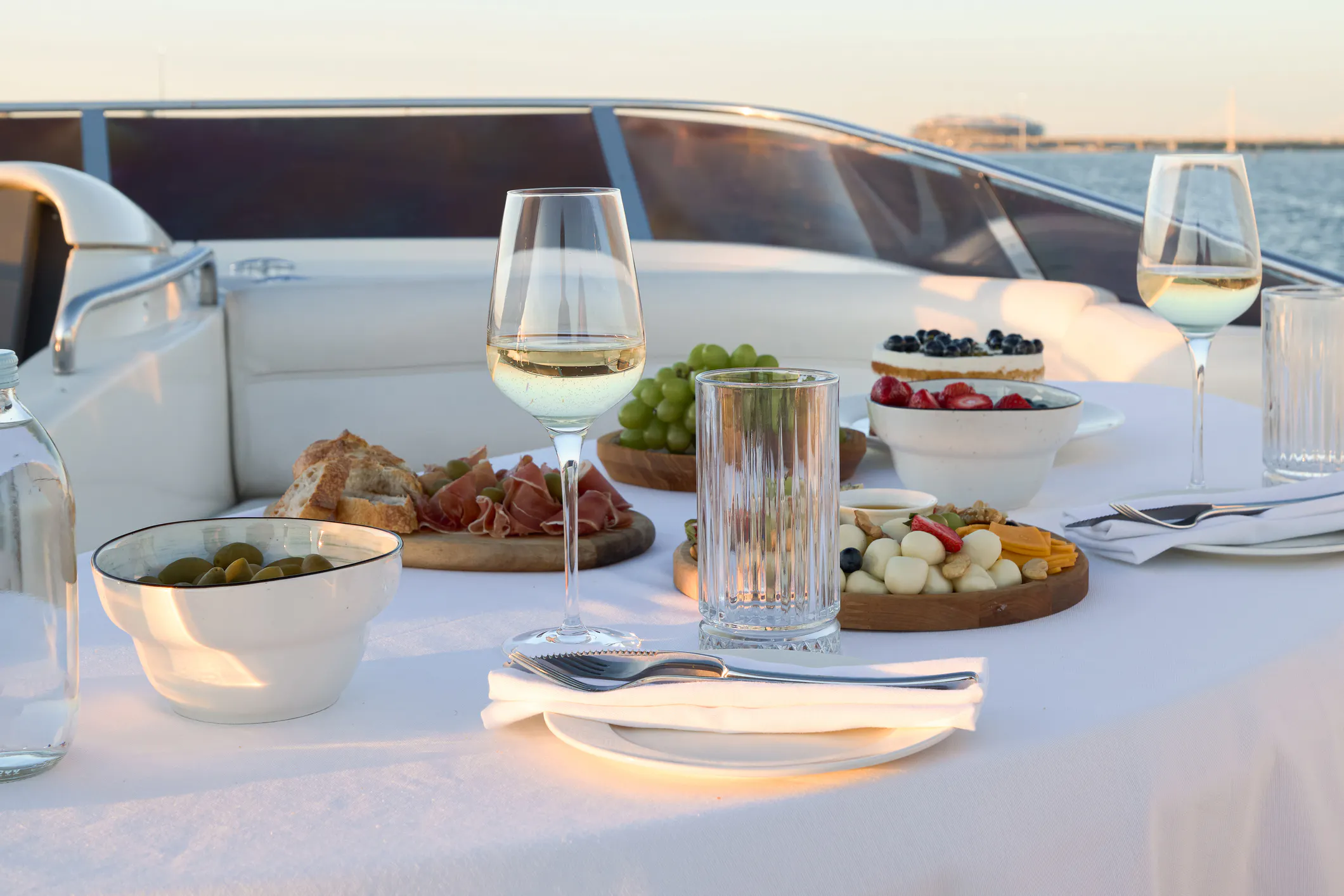 wine on yacht