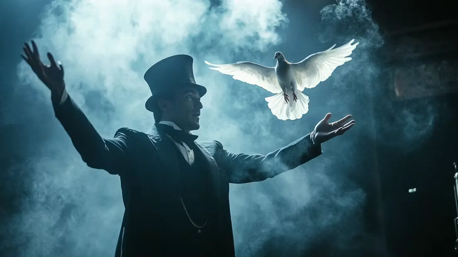 Magician releasing a dove