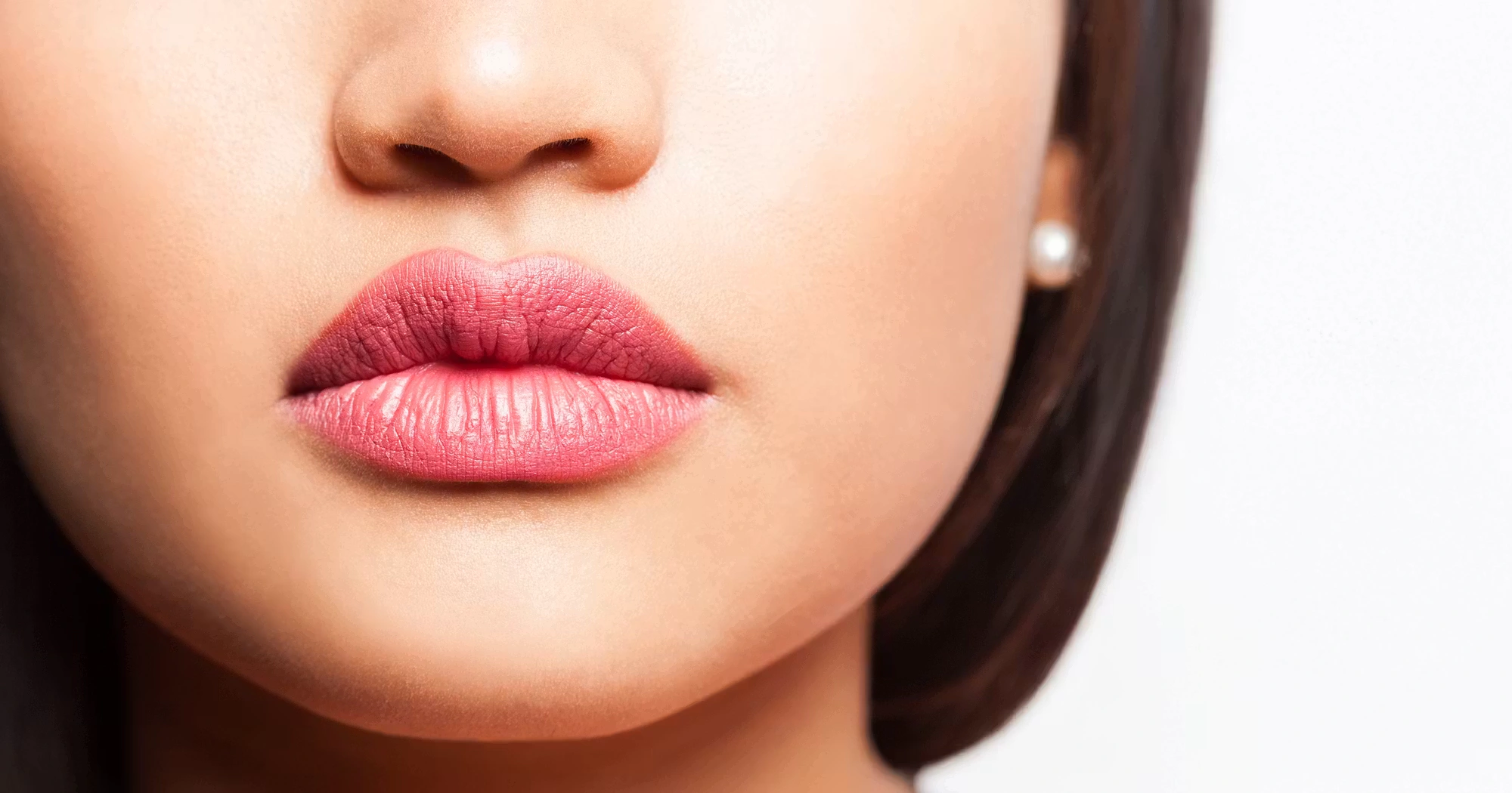 Close up of a woman's face and lips