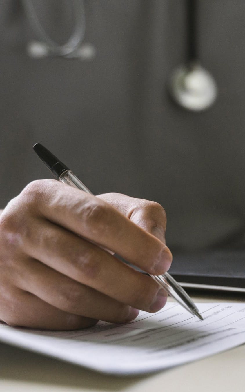 Side view of doctor with stethoscope