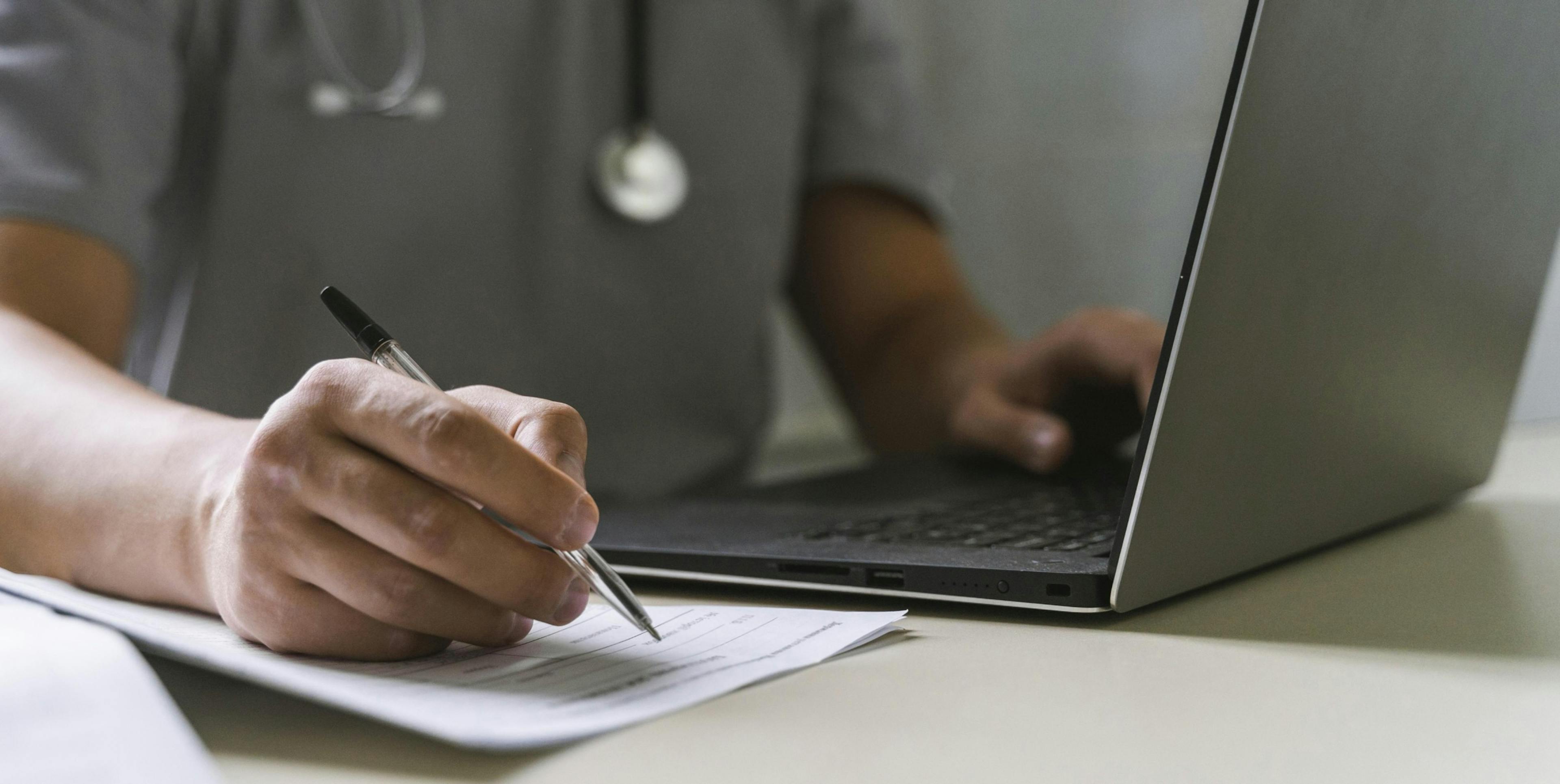 Side view of doctor with stethoscope