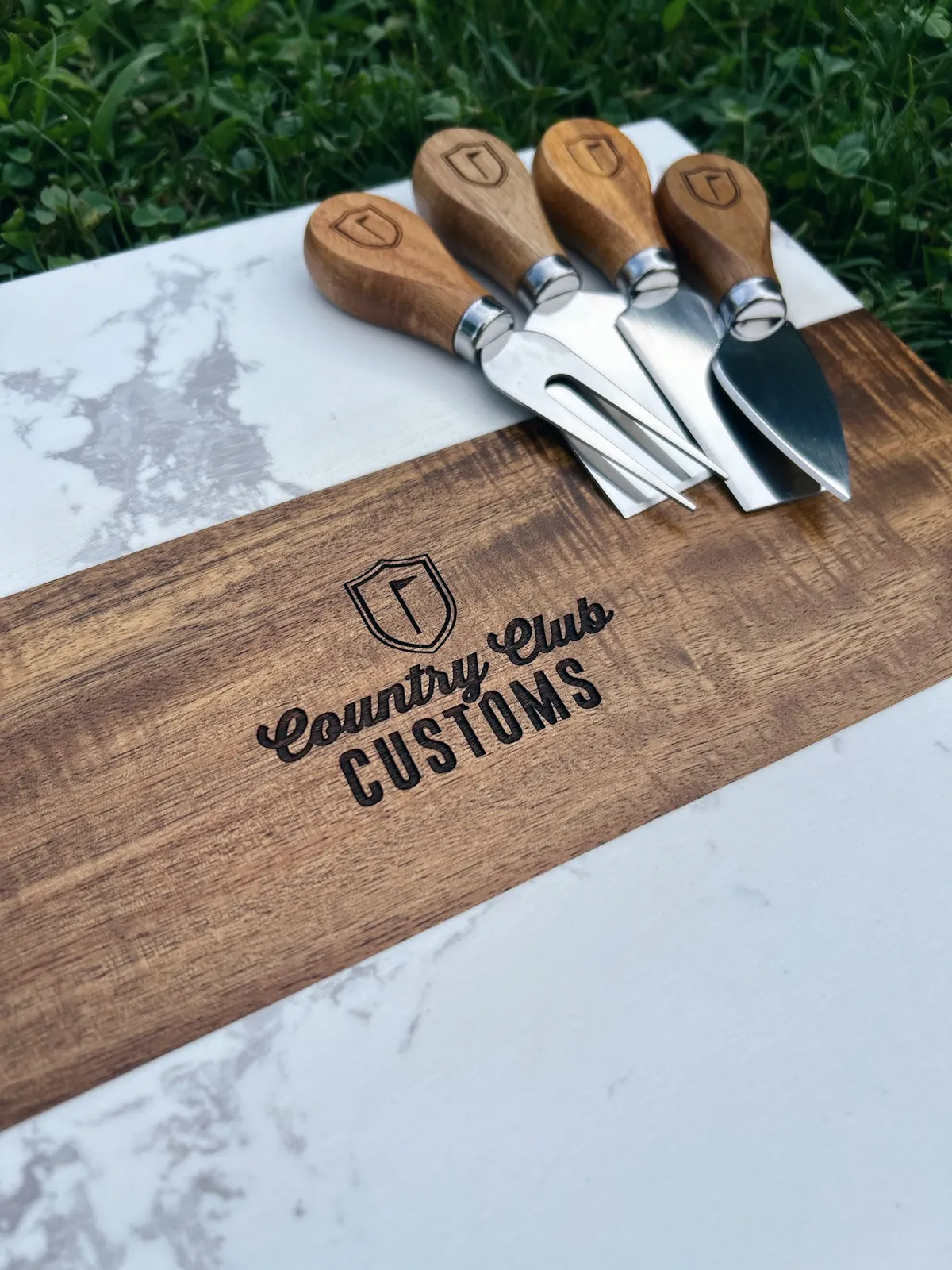 Marble & Acacia Wood Charcuterie Board Set, image 3
