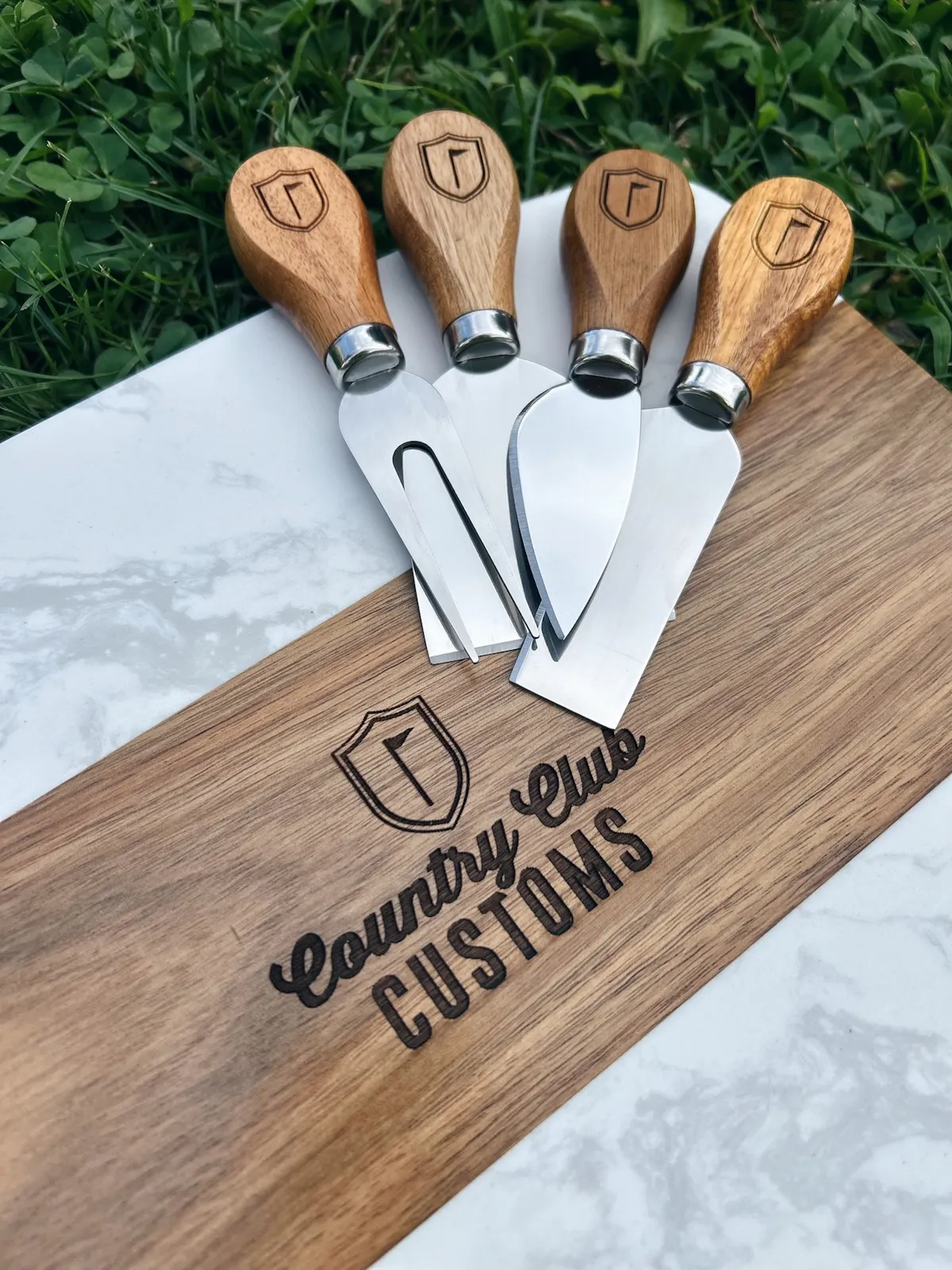 Marble & Acacia Wood Serving Board Set, image 3