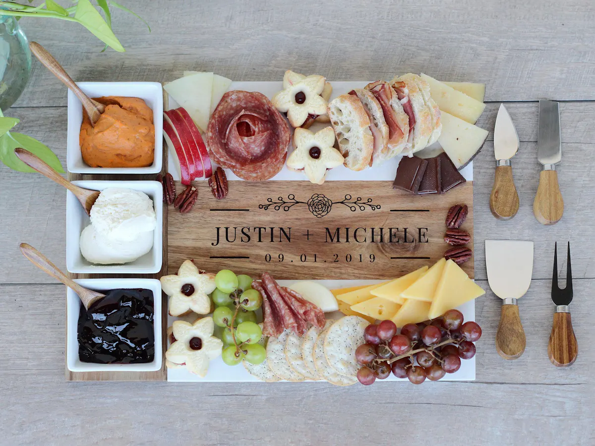 Marble & Acacia Wood Charcuterie Board Set, image 2