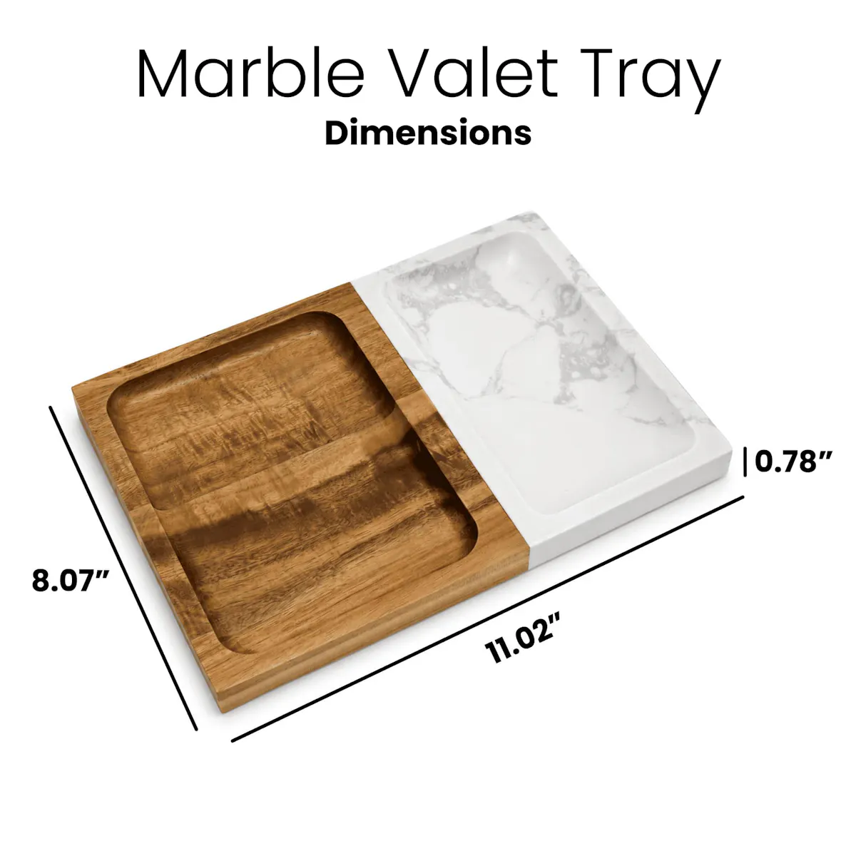 Marble & Acacia Wood Valet Tray, image 3
