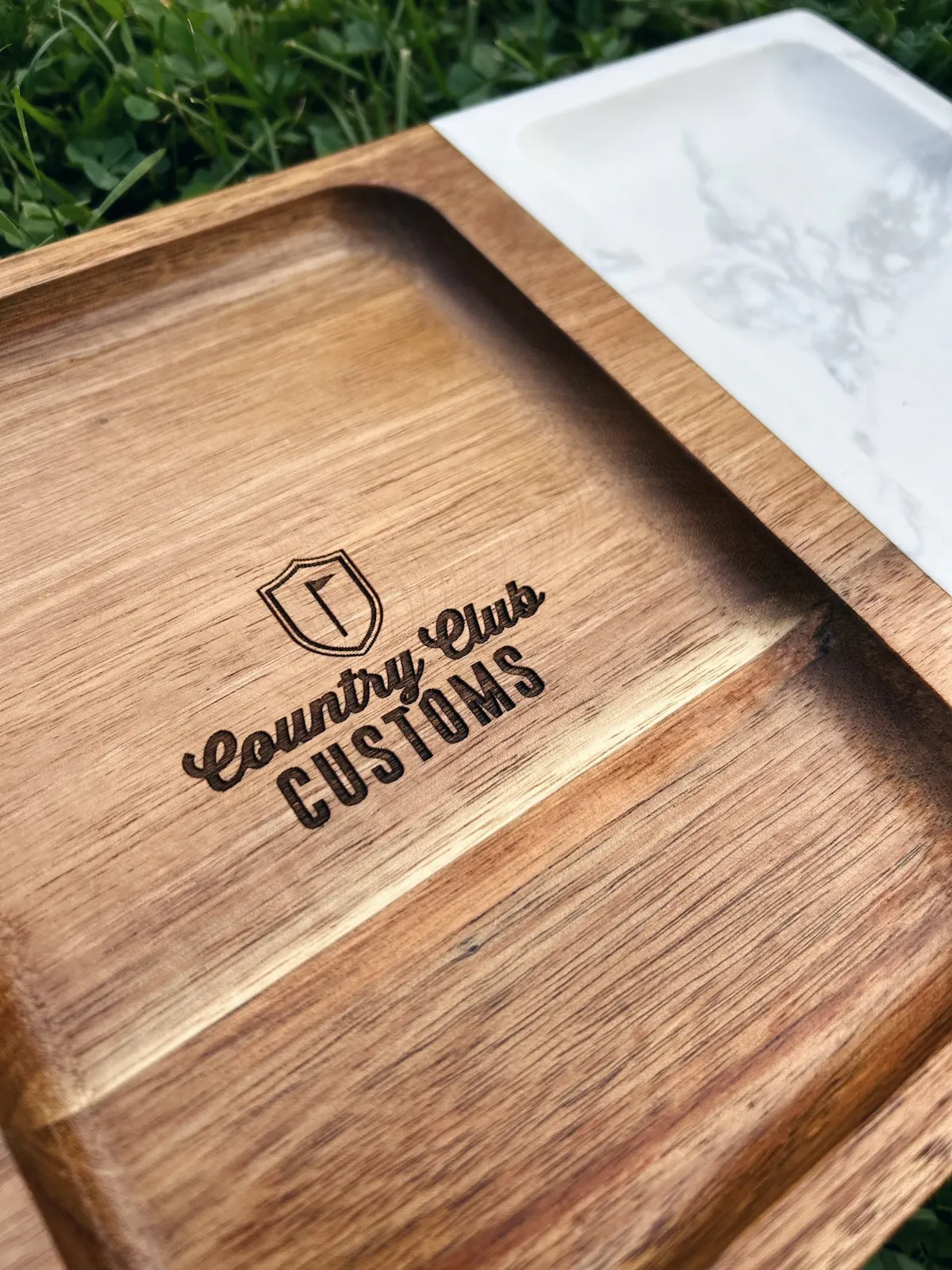 Marble & Acacia Wood Valet Tray, image 1