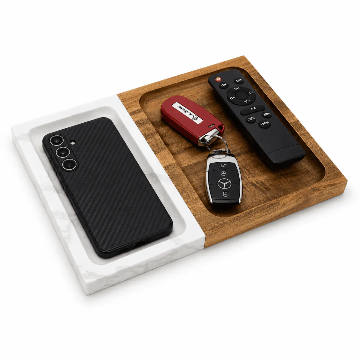 Marble & Acacia Wood Valet Tray, image 2