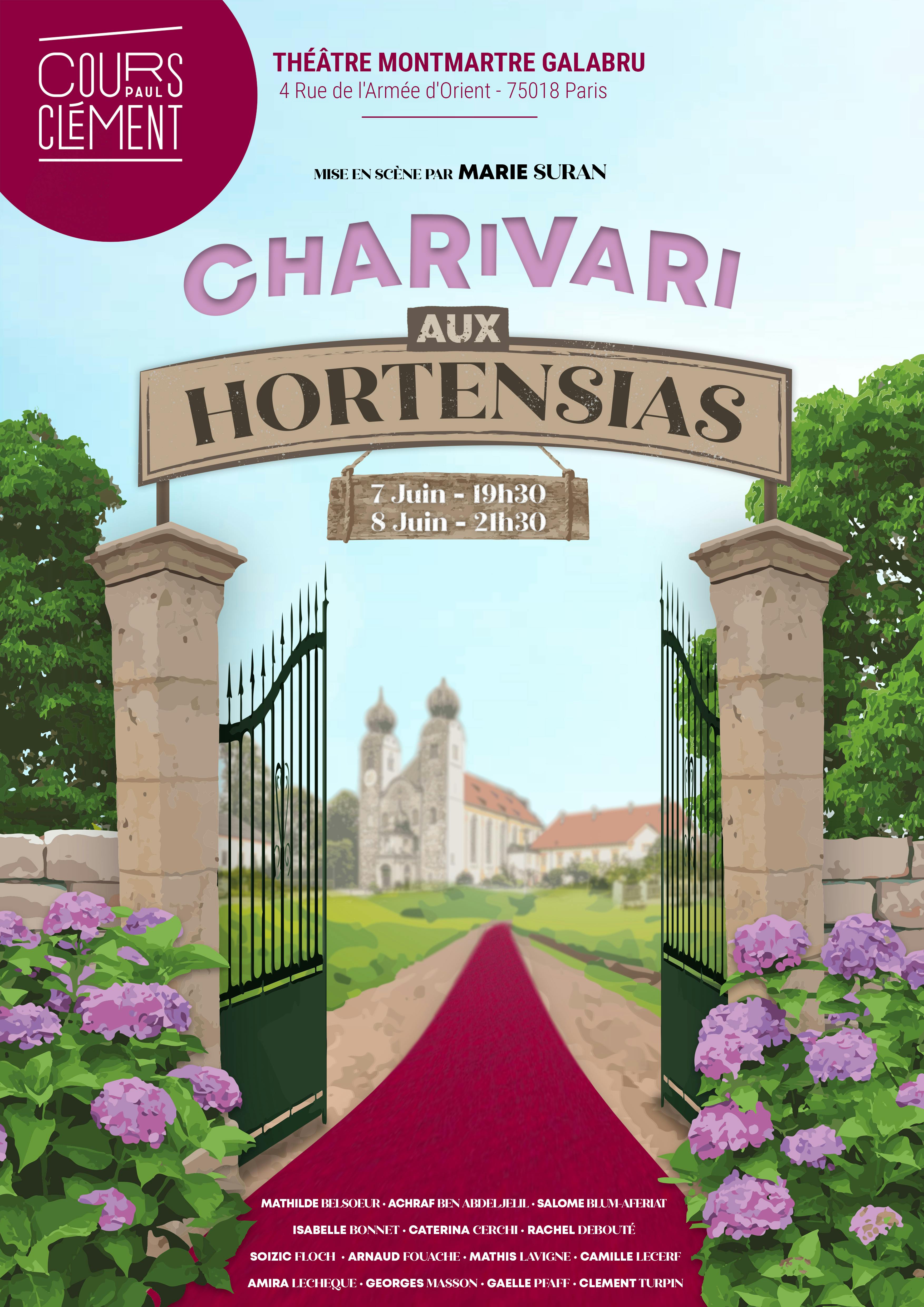 affiche spectacle charivari aux hortensias cours clément