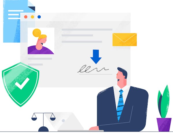 Man handling different document processes.