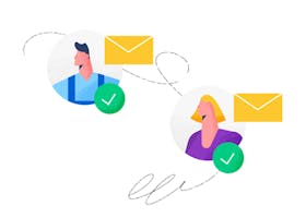 Two people in a bubble with e-mails