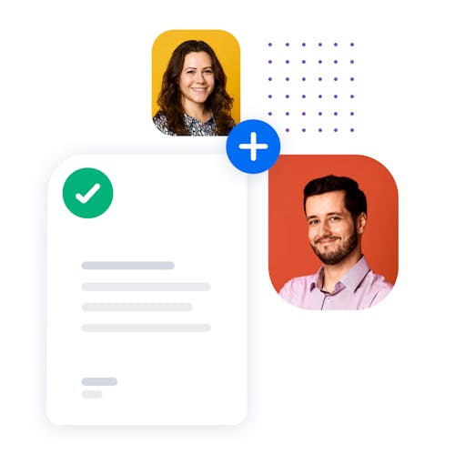 A contract and two people signing together.