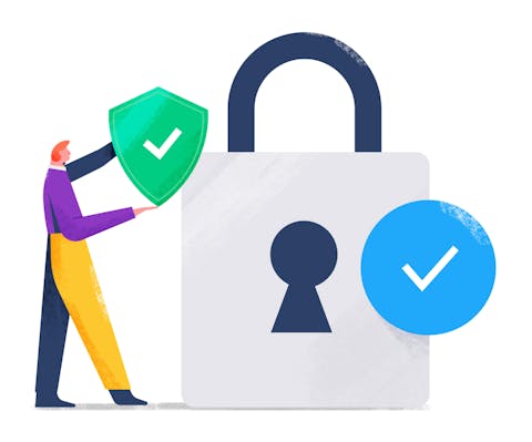 A man with a lock and a secure certificate.
